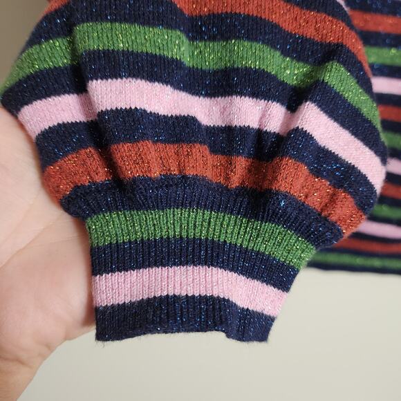 Boden striped wool blend sparkly long sleeve colorful sweater woman's size 8 - Picture 4 of 11